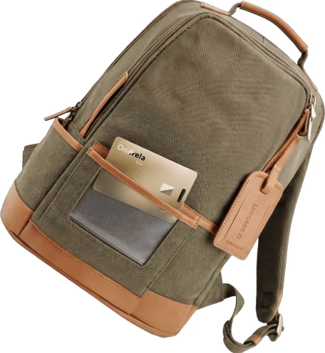 Ondrela Gold tracking card carried in a backpack