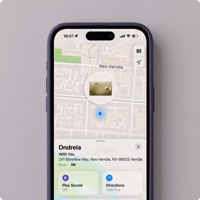 An iPhone showing location and sound controls for Ondrela Gold